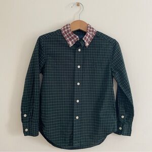Ralph Lauren Checkered Button Down Shirt with Contrast Collar, green